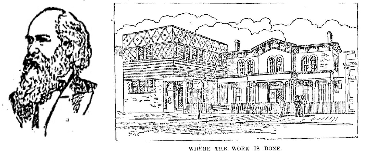 Charles J. Hull and drawing of Hull House. Chicago Tribune, February 14, 1889 and November 1, 1891.