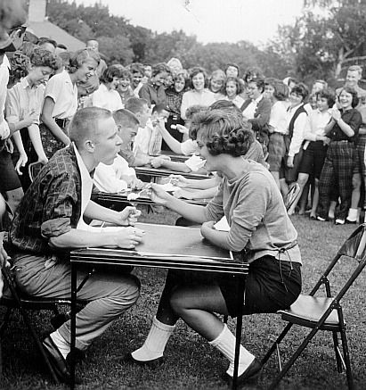 Lake Forest Academy boys at Ferry Hall for Calling Day, 1960. Courtesy Lake Forest Academy Archives.