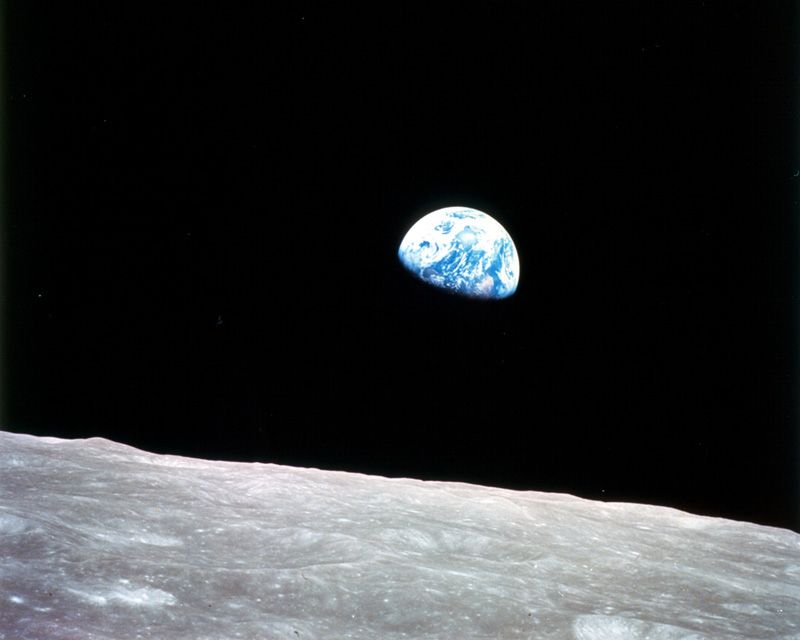 The famous Earthrise photo taken during Apollo 8 helped launch the environmental movement.