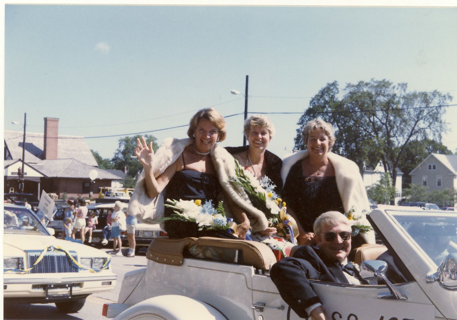Left to right: Kay Kerrigan Weston, Ginnie Haake Parker, Audrey Henriksen Semmelman in 1986 celebrating their 35th reunion for the Lake Forest High School class of 1951.