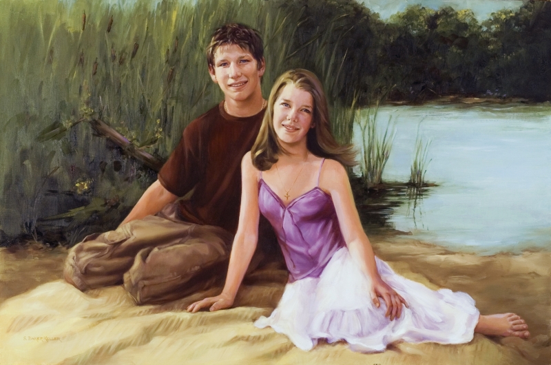 Jimmy and Katie, o/c by Sally Baker Keller