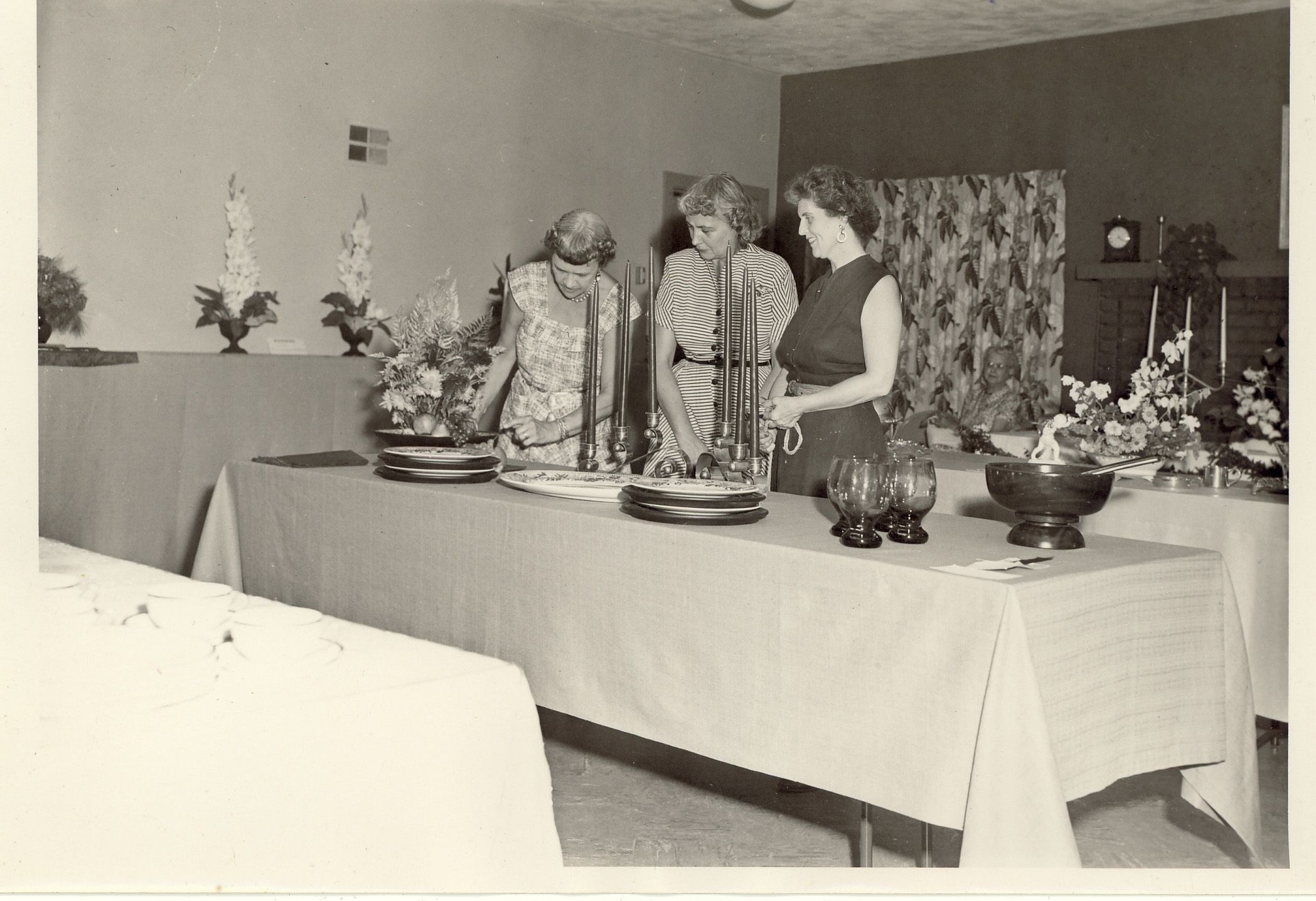 Members of the Lake Bluff Women's Club in the ""Fireplace Room"" of Union Church.